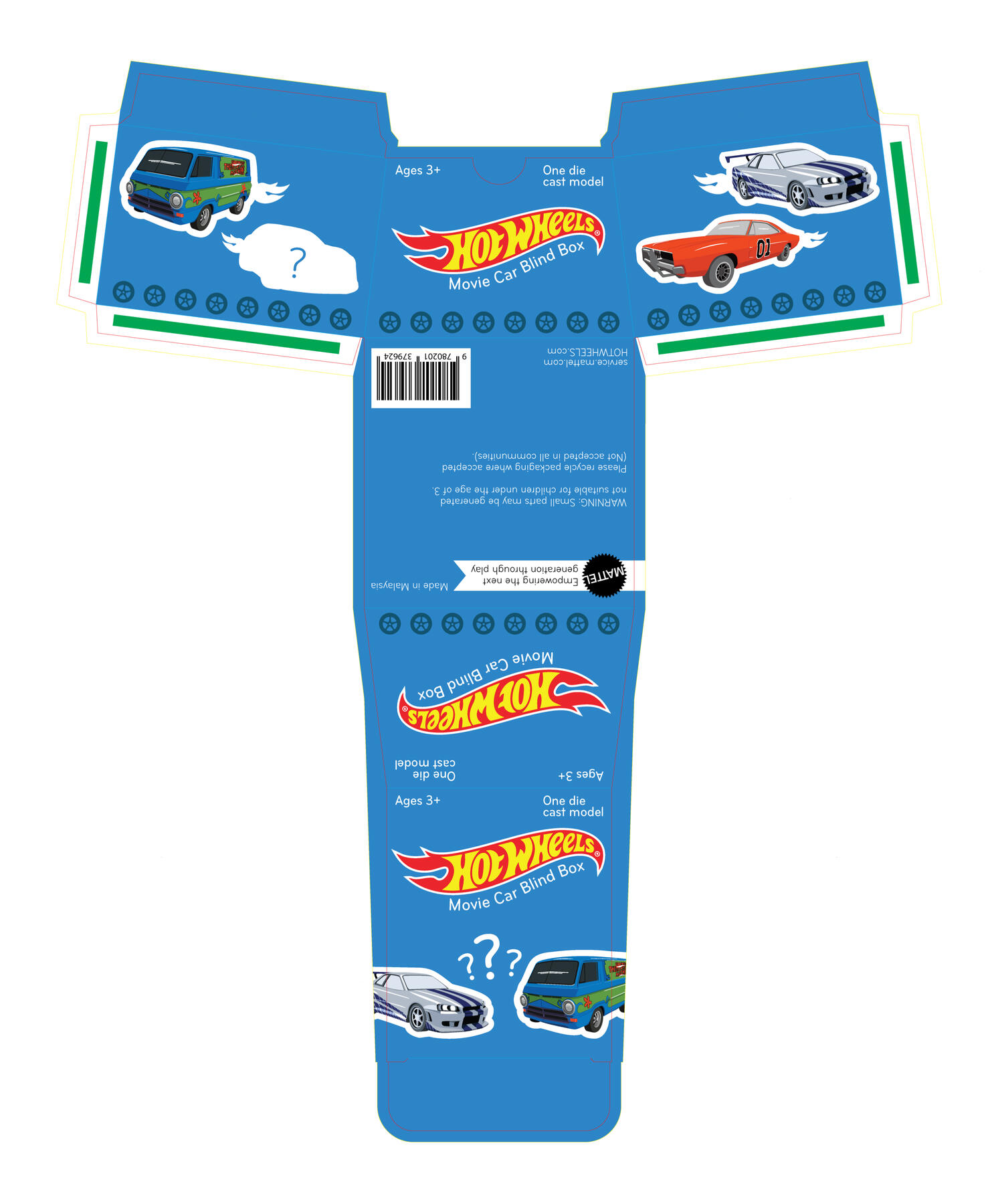 Flat Pre-press Ready Image of Hot Wheels Trapezoid Box.