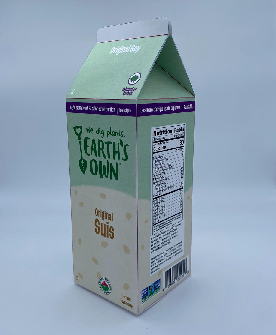 Full display of milk carton showing back and label sides.