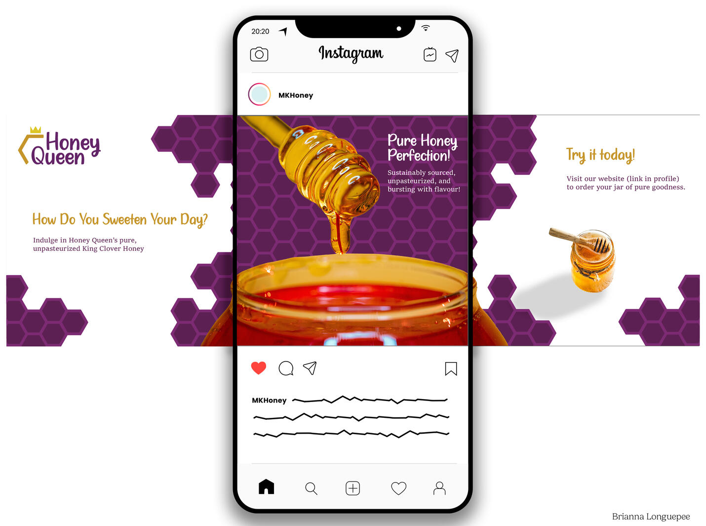3 slide carousel mockup using required text, honeycomb pattern in the background, and bright pictures.